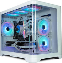 ionz Gaming PC, Ryzen 7 5700X, Radeon RX 9060 XT 8GB, 16GB RGB RAM, 1TB NVMe SSD, 240mm AIO, Windows 11, 600W 80+ PSU, USB WiFi, Flow, White