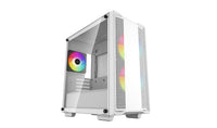 DeepCool CC360 ARGB WH, White, Mini Tower Chassis w/ Tempered Glass Window, 3x 120mm ARGB Fans, USB 3.0, mATX/mITX