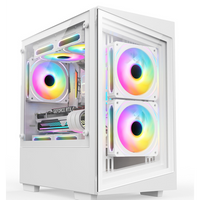 IONZ G1 PC Gaming Case Micro ATX Mini Tower, Compact Glass Series, White Tempered Glass, G1 Edition with 3 ARGB PWM Fans