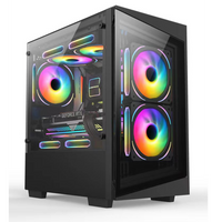 IONZ PC G1 Gaming Case Micro ATX Mini Tower, Compact Glass Series, Black Tempered Glass, G1 Edition with 3 x 120mm ARGB PWM Fans