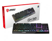 MSI VIGOR GK30 RGB MEMchanical Gaming Keyboard ' UK Layout, MECH. Membrane switches, 6-Zone RGB Lighting, RGB Mystic Light, water repellent keyboard design'