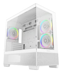 DeepCool CG380 3F Micro-ATX Gaming Case White  Panoramic Tempered Glass Side Panel, Mesh Airflow Front, 3 Pre-Installed ARGB Fans, USB-C & USB-A Front I/O, Spacious SFF/mATX/ITX Build Support