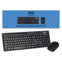 Evo Labs WM-757UK Wireless and Mouse Combo Set, 2.4GHz Full Size Qwerty UK Layout with Wireless Mouse, Ideal for Home or Office, Black keyboard Mouse included Home/Office UK International