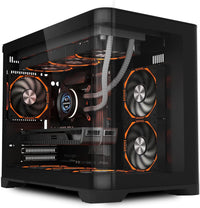 IONZ Flow PC Gaming Case, Tempered Glass - Mini Tower, Dual Dynamic Compact, mATX, Front I/O Type-C, Includes 3 PWM ARGB Fans