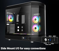 IONZ KZ-T22 Full ATX PC Gaming Case with Panoramic Tempered Glass Dual Chamber, Front I/O USB Type-C | White No Fans