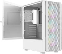 IONZ KZ-02 - Advanced Series 2.0 - PC Mid Tower Case M/ATX ATX Gaming Tempered Glass includes 3 x RGB 120mm Fans (Airflow White)