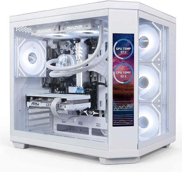 IONZ Gaming Desktop PC, Ryzen 7 7700X, GeForce RTX 5070 Ti 16 GB OC, 32 GB DDR5 RAM, 2TB NVMe SSD, Cooler, Windows 11, 750W 80+ PSU (Apex Vision, White)
