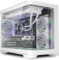 IONZ Flow PC Gaming Case, Tempered Glass - Mini Tower, Dual Dynamic Compact, mATX, Front I/O Type-C, Includes 3 PWM ARGB Fans