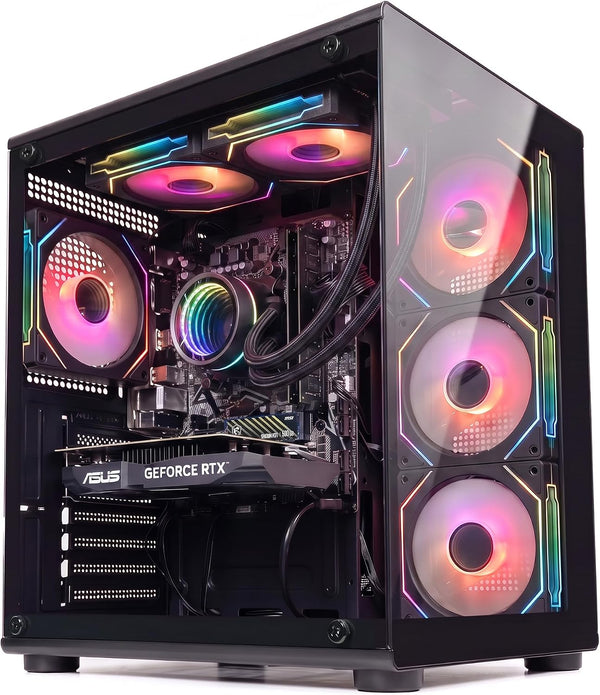 IONZ Gaming PC - Desktop Computer, Intel i5-12400F, GeForce RTX 5060, 16GB RAM, 1TB NVMe SSD, 240MM AIO Liquid Cooler, 500W 80+ PSU, WIFI, Windows 11, Black - KZ900