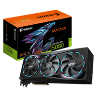 GIGABYTE AORUS GeForce RTX 5080 MASTER 16G Graphics Card - 16GB GDDR7, 256bit, PCI-E 5.0, 2805MHz Core Clock, 3 x DisplayPort, 1 x HDMI, GV-N5080AORUS M-16GD, DLSS 4.5