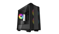 DeepCool CC360 ARGB, Black, Mini Tower Chassis w/ Tempered Glass Window, 3x 120mm ARGB Fans, USB 3.0, mATX/mITX