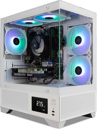 IONZ Gaming PC - Desktop Computer, Ryzen 7 5700X, Radeon RX 9060 XT OC 16GB, 16GB RAM, 1TB NVMe SSD, 240mm AIO, LED display, Windows 11, 600W 80+ PSU, USB WiFi, Aether Vision, White