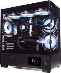 IONZ Gaming PC - Desktop Computer, Ryzen 7 5700X, Radeon RX 9060 XT 16GB OC, 16GB RAM, 1TB NVMe SSD, 360mm AIO, LED display, Windows 11, 650W 80+ PSU, USB WiFi, Aether Vision, Black