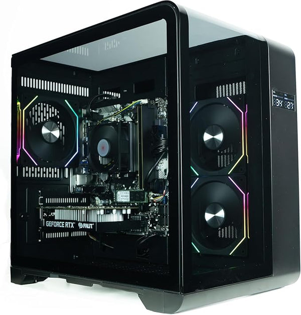 IONZ Gaming PC, AMD Ryzen 5 5500, GeForce RTX 3050, 16GB RAM, 1TB SSD, Windows 11, 500W 80+ PSU, WiFi, Black - Curve