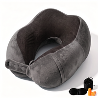 ionz Travel Neck Pillow Set with 3D Eye Mask, Earplugs & Carry Bag
