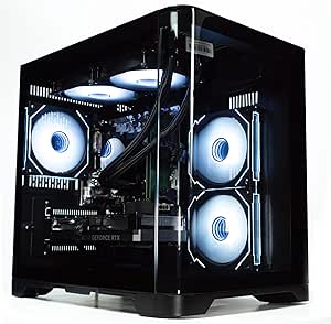 IONZ Gaming PC - Curved Desktop Computer, Ryzen 5 5600, GeForce RTX 5060,16GB RAM 1TB SSD, 240mm AIO Liquid Cooling, Windows 11, 650W 80+ PSU, WiFi, Flow Mini, Black