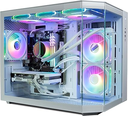 IONZ Gaming PC - Desktop Computer, Ryzen 7 5700X, GeForce RTX 5060, 16GB RAM, 1TB NVMe SSD, 240mm AIO, Windows 11, 600W 80+ PSU, WiFi, White - Apex
