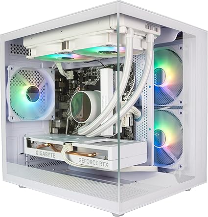 IONZ Gaming PC - Desktop Computer, Ryzen 7 5700X, GeForce RTX 5060, 16GB RAM, 1TB NVMe SSD, 240mm AIO, Windows 11, 500W 80+ PSU, WiFi, White - KZ900
