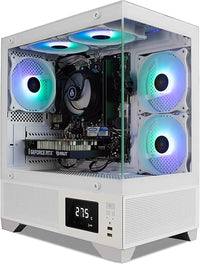 IONZ Gaming PC, AMD Ryzen 5 5500, RTX 3050 6GB Graphics Card, 16GB RAM, 500GB SSD, Windows 11, 500W 80+ PSU, WiFi, White- Aether Vision Mini