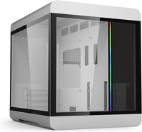 IONZ KZ-36T Arc PC Gaming, Office M-ATX Case, Tempered Glass - Front I/O USB Type-C with Anodised Aluminium, Dual Chamber - Silver