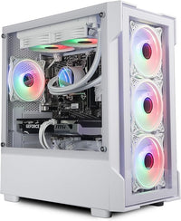 IONZ Gaming PC - Desktop Computer, AMD Ryzen 7 5700X, GeForce RTX 5060,16GB RAM 1TB NVMe SSD, 240mm AIO Cooler, Windows 11, 500W 80+ PSU, WiFi, Tornado, White