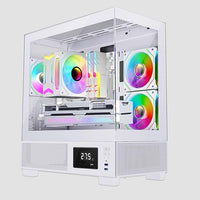 IONZ KZ-V Mini Aether mATX PC Gaming case, Tempered Glass, LED Temperature Display, includes 3 x120 mm ARGB Fans, White