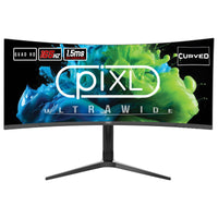 piXL CM34C7 34 Inch Ultrawide Gaming Monitor, 165Hz, 1.5ms, 3440x1440, HDMI, DisplayPort, USB Type-C, USB-B, USB-A x 2, Audio, Curve R1500, Height Adjustable, 3 Year Warranty computer monitor 86.4 cm (34") 3440 x 1440 pixels UltraWide Quad HD LED Black