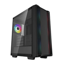 DeepCool CC560 ARGB V2 Case, Gaming, Black, Mid Tower, 1 x USB 3.0 / 1 x USB 2.0, Tempered Glass Side Window Panel, Abundant Airflow Performance, Addressable RGB LED Fans, ATX, Micro ATX, Mini-ITX
