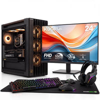 IONZ Gaming PC Starter Bundle – Ryzen 5 5500, RTX 5060 8GB, 16GB RAM, 1TB SSD, 24-Inch 100Hz Monitor, Gaming Keyboard, Mouse & Headset – Black