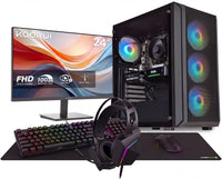 IONZ Gaming PC KZ10 Starter Bundle - AMD Ryzen 5 5500, RTX 3050 6GB Graphics Card, 16GB RAM, 500GB SSD, Windows 11, 500W 80+ PSU, WiFi, Black - KZ10