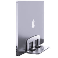 IONZ Vertical Laptop Stand – Adjustable Sliver Steel Desk Holder to Save Space