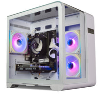 IONZ KZ-SW Curve - PC Gaming Case mATX - Mid Tower, Dual Chamber with Panoramic View and LED Screen - Tempered Glass and 3 ARGB PWM Fans - White