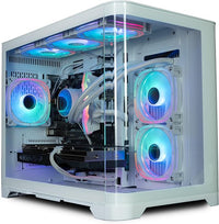 IONZ Gaming PC Desktop, Ryzen 7 5700X, Radeon RX 7600 XT, 16GB RGB RAM, 1TB NVMe SSD, 240mm AIO, Windows 11, 600W 80+ PSU, USB WiFi, White - Flow