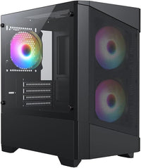 IONZ KZ10B Mini PC Gaming Case M/ATX High Airflow Mesh with 3 ARGB 120mm Fans, TG Side Panel, Black