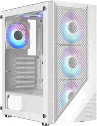 IONZ KZ10W MIDI Tower PC Gaming Case M/ATX - High Airflow Mesh with 6 x 120mm FRGB Fans, White