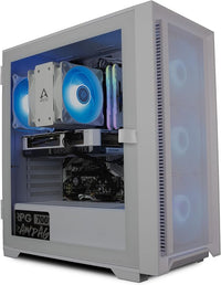 IONZ Gaming PC, AMD 5600X, RTX 4060 White, 16GB RGB RAM, 1TB NVMe SSD, 120mm Air Cooler, 500w 80+ PSU, WIFI, Windows 11, White - KZ22