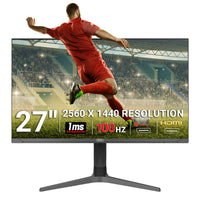 piXL CM27G7 27 Inch 100Hz QHD IPS Gaming Monitor with AMD FreeSync & Nvidia G-Sync, 1ms Response Time, DisplayPort, HDMI, USB-A, VESA Mount, RGB Lighting, VESA Mount & Height Adjust