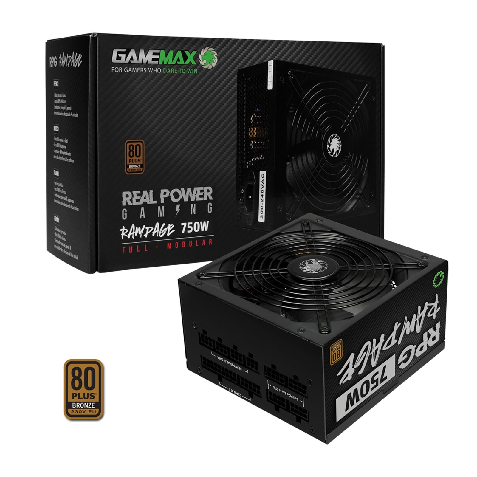Gamemax RPG Rampage 750W Fully Modular 80 Plus Bronze PSU With 140mm F ...