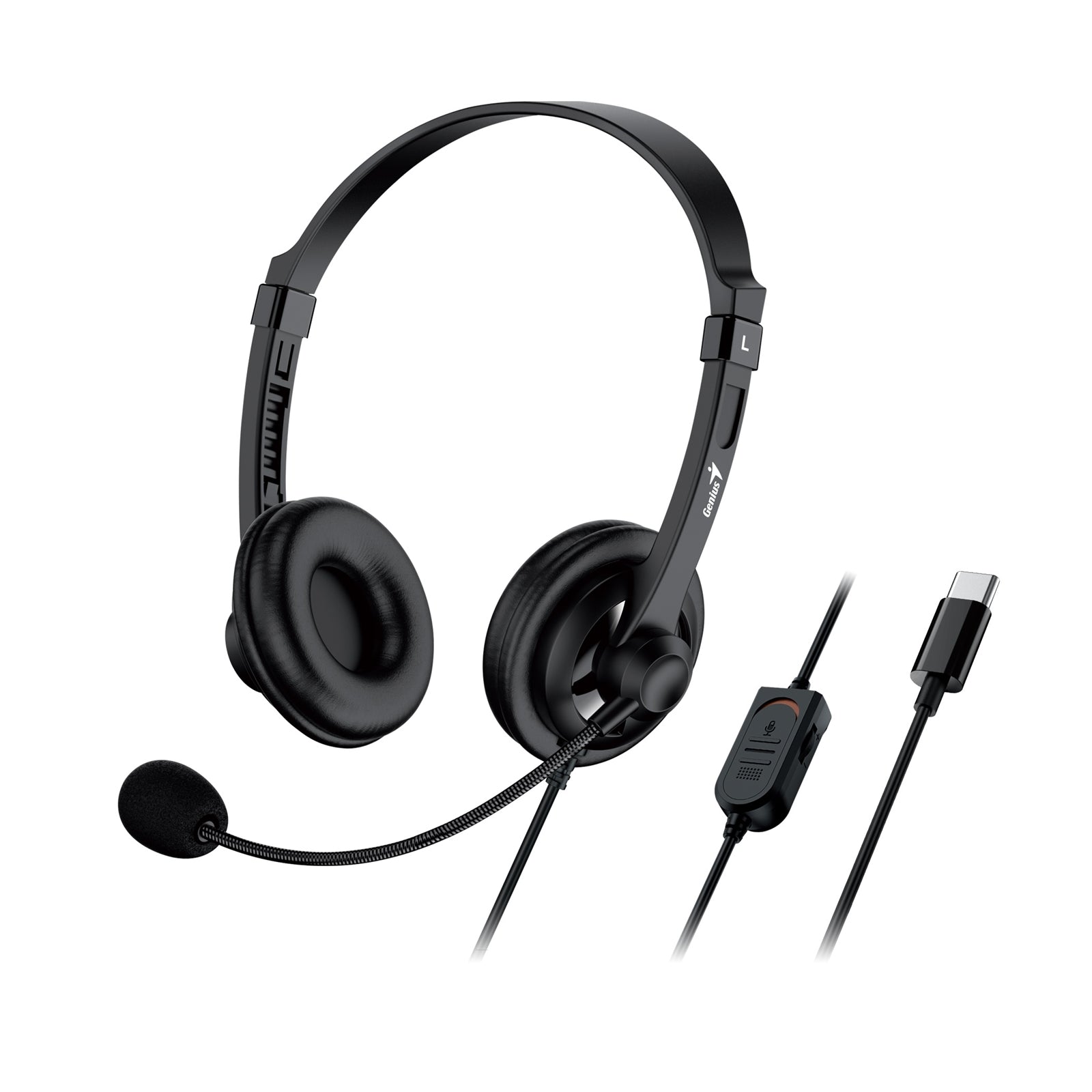 Genius HS-230U Headset with Mic, USB-C Connection, Plug and Play, Adju ...