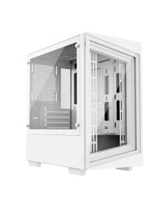iONZ PC Gaming Case Micro ATX Mini Tower - Compact Glass Series | White Tempered Glass (G1 Edition Case Only)