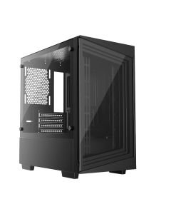 iONZ PC Gaming Case Micro ATX Mini Tower - Compact Glass Series | Black Tempered Glass (G1 Edition Case Only)