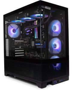 ionz Gaming PC Desktop Computer, AMD Ryzen 7 5800X, Radeon RX7700XT, 16GB RAM, 1TB SSD, 360mm AIO Liquid cooling, 800w PSU, Windows 11, WiFi, Black - KZ-VF