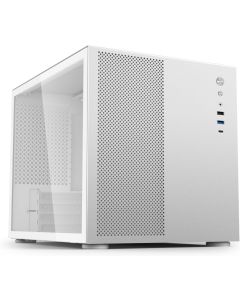 iONZ KZ-33T Mesh Vault - Elite PC Gaming, Office Case, Dual Chamber Mid Tower M/ATX - Front I/O USB Type-C with Anodised Aluminium | Silver, Case Only