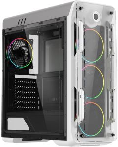 GameMax Optical Mid-Tower ATX ARGB PC Gaming Case, Acrylic Side Panels | Black/White