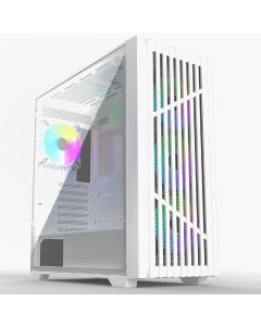 iONZ KZ16 V2 PC Computer Mid Tower Gaming Case, E-ATX ATX | Front Vented for Maximum Airflow - Front I/O USB Type-C | White - Includes 4 ARGB Fans