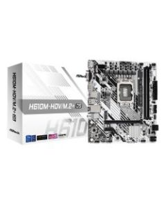 Asrock H610M-HDV/M.2+ D5  Intel H610  1700  Micro ATX  2 DDR5  VGA  HDMI  DP  PCIe4  1x M.2
