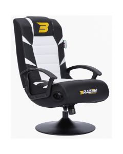  BraZen Pride 2.1 Gaming Chair for Kids with Foldable Seat Bluetooth Speaker White