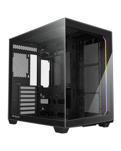 Antec C5 Dual Chamber Gaming Case w/ Glass Side & Front, ATX, No Fans, ARGB Strip, USB-C, Asus BTF Compatible, Black