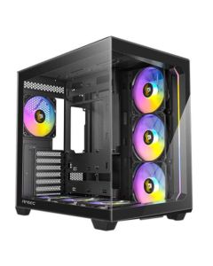 Antec C5 ARGB Dual Chamber Gaming Case w/ Glass Side & Front, ATX, 7x ARGB Fans, Fan Controller, LED Control Button, USB-C, Asus BTF Compatible, Black