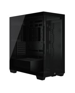 Corsair 3500X Gaming Case w/ Glass Side & Front, E-ATX, No Fans, USB-C, Asus BTF Compatible, Black